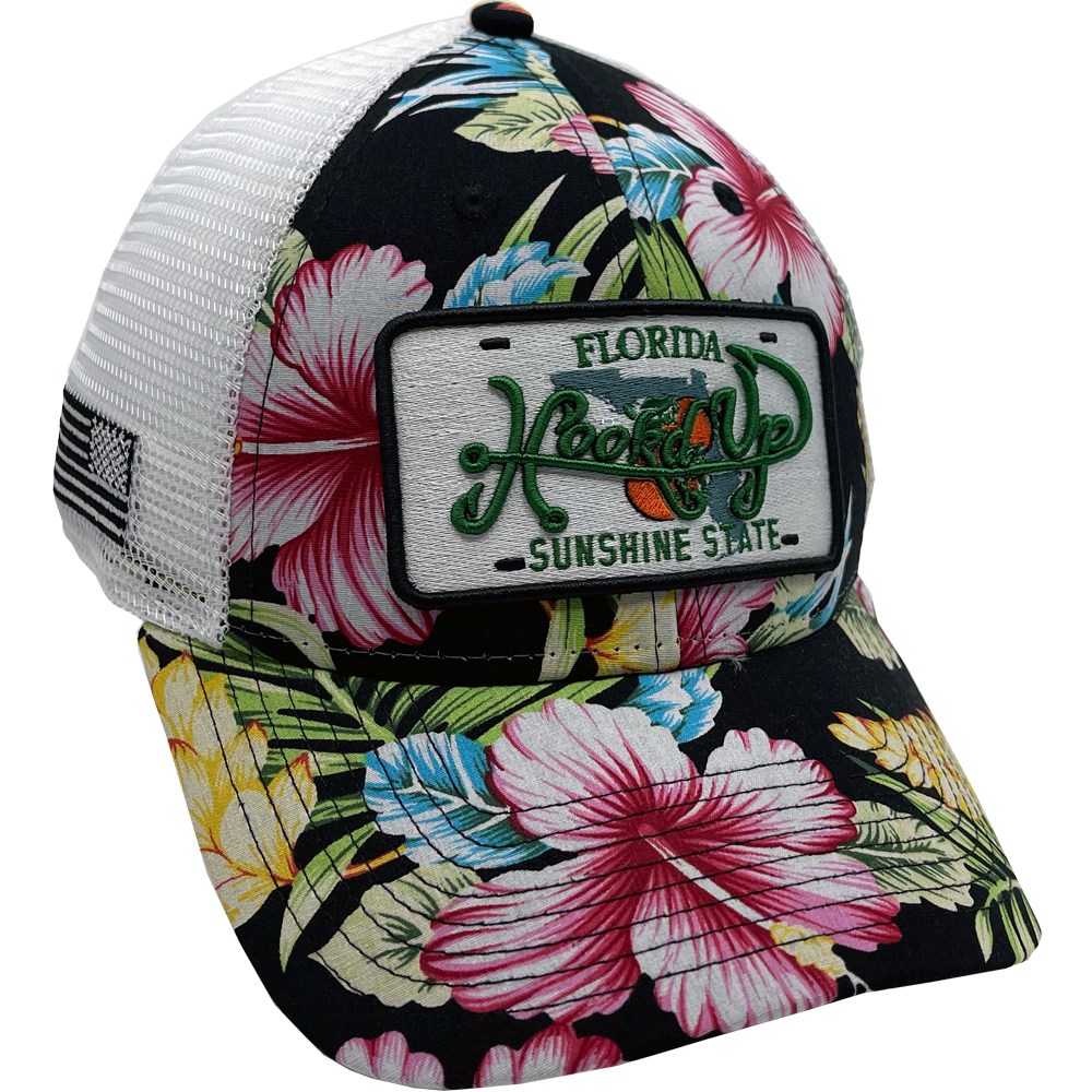 Signature Florida Hibiscus Snapback Hat (Floral/White) - Sailfish
