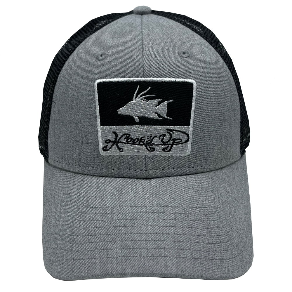 Hook'd Up Hogfish Silouette Snapback Hat (Gray/Black)