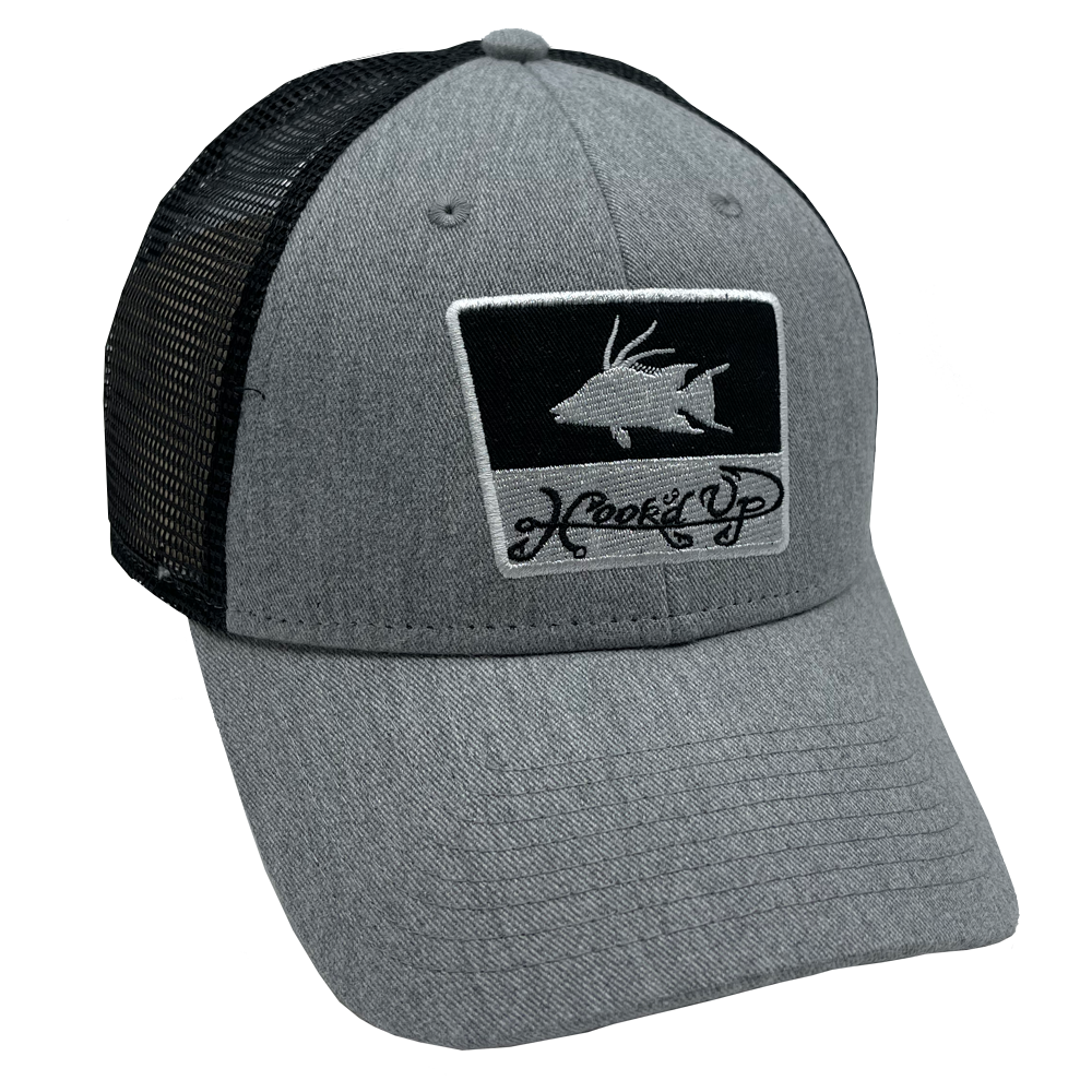 Hook'd Up Hogfish Silouette Snapback Hat (Gray/Black)