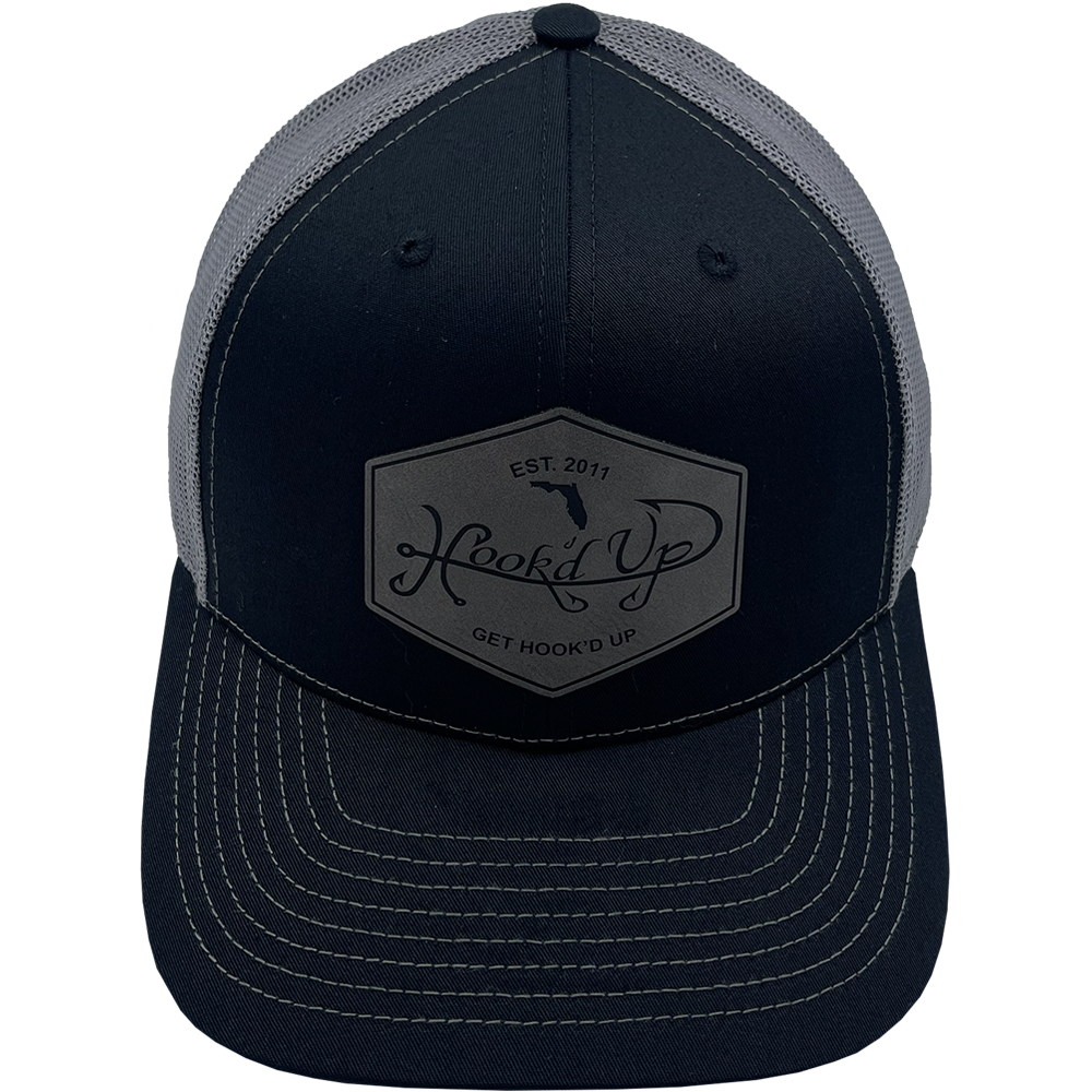 Leather Patch Signature Snapback Hat (Charcoal/Gray)