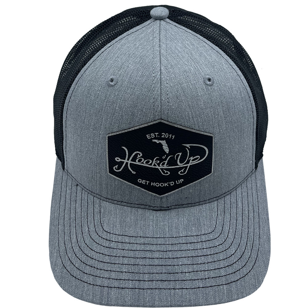Leather Patch Signature Snapback Hat (Heather Gray/Black)
