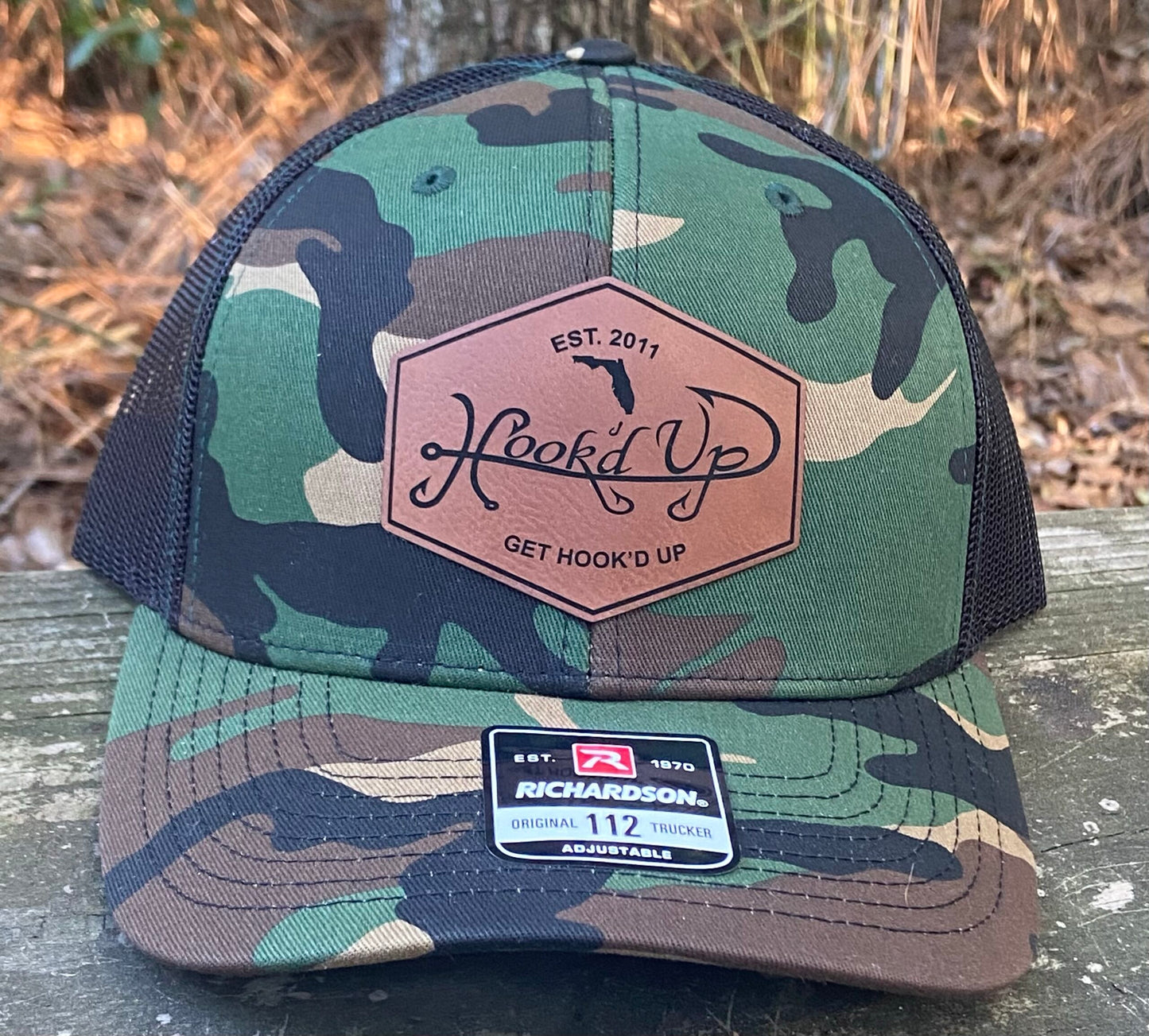 Leather Patch SnapBack Hat (Camo/Black)