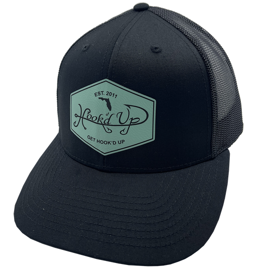 Leather Patch Signature Snapback Hat (Black/Mint)