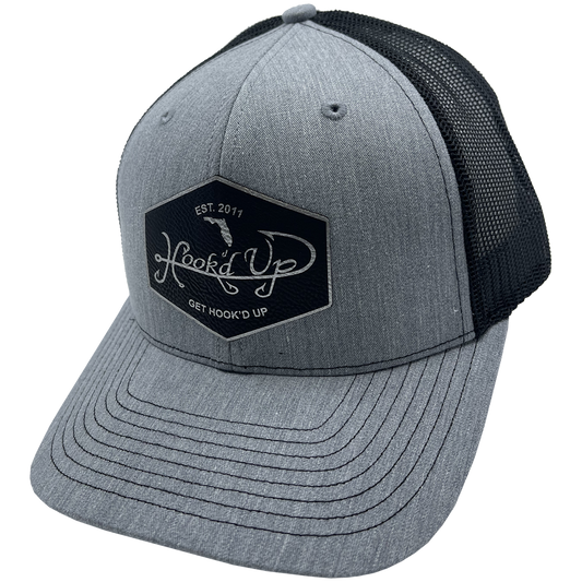 Leather Patch Signature Snapback Hat (Heather Gray/Black)