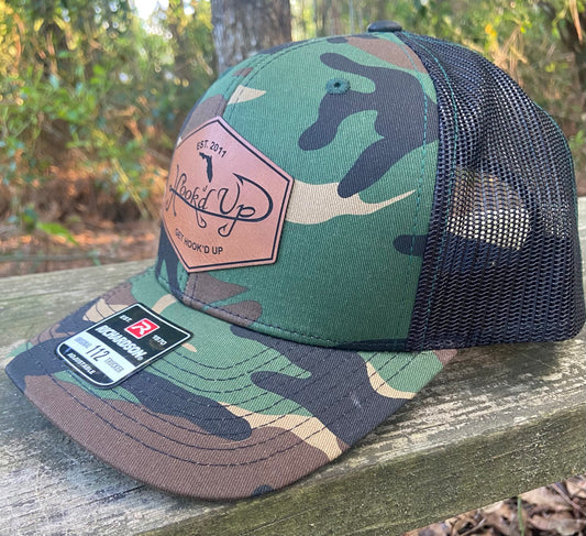 Leather Patch SnapBack Hat (Camo/Black)