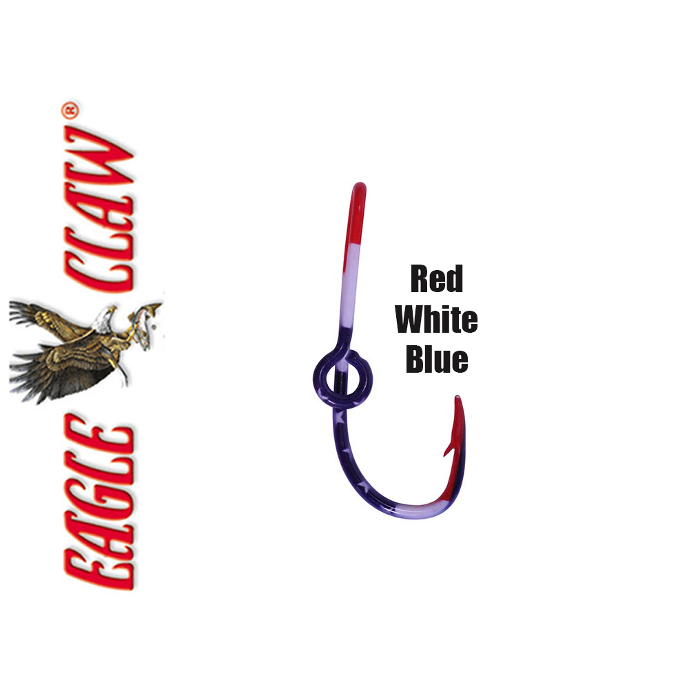 BT Outdoors Custom Colored Eagle Claw Team Spirt Hat Fish Hook Pins  Blue/Red One Blue and One Red Hat Hook Clip