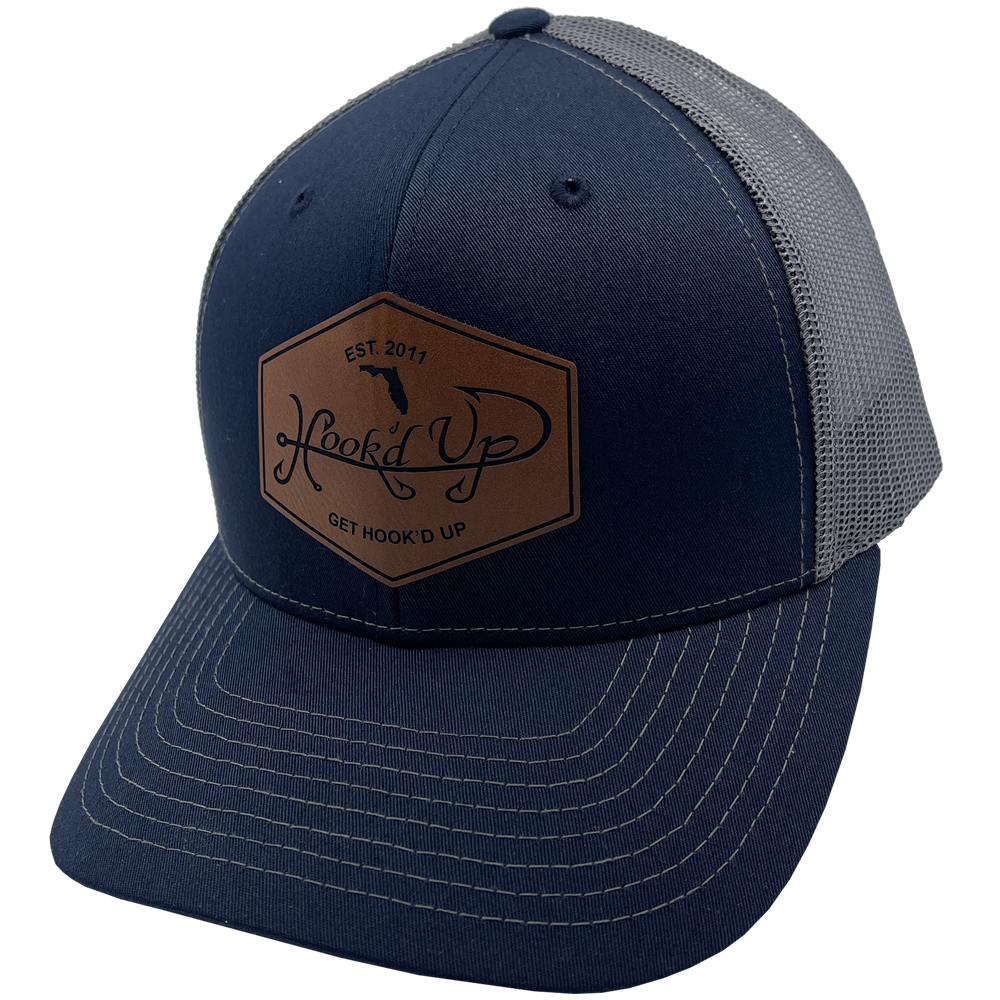 Signature Hat | Up Leather Hook\'d Patch (Navy/Rawhide) Snapback